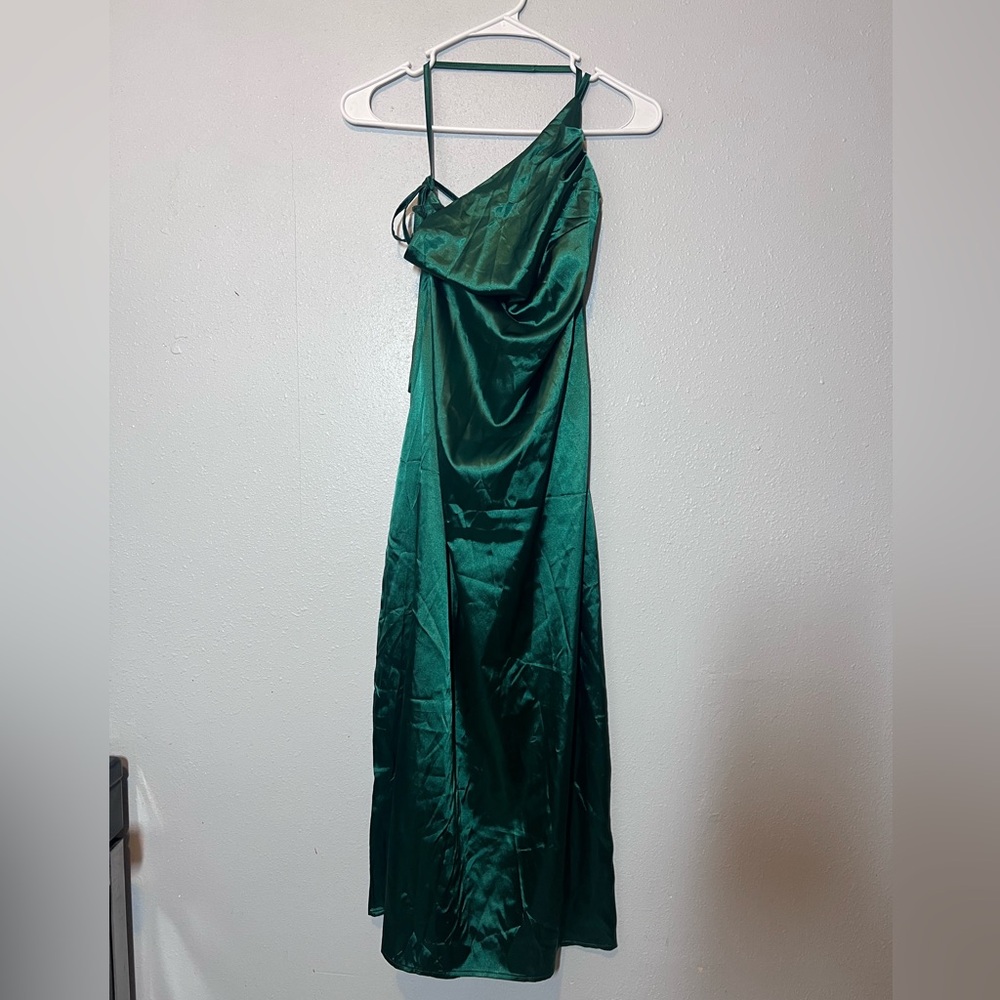 Green Satin Bridesmaids Dress